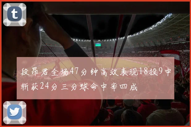 段昂君全场47分钟高效表现18投9中斩获24分三分球命中率四成